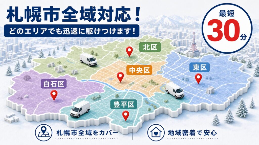 札幌市のエリア別対応状況の解説イラスト