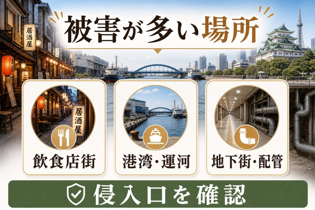 名古屋市でネズミ被害が多い場所と原因