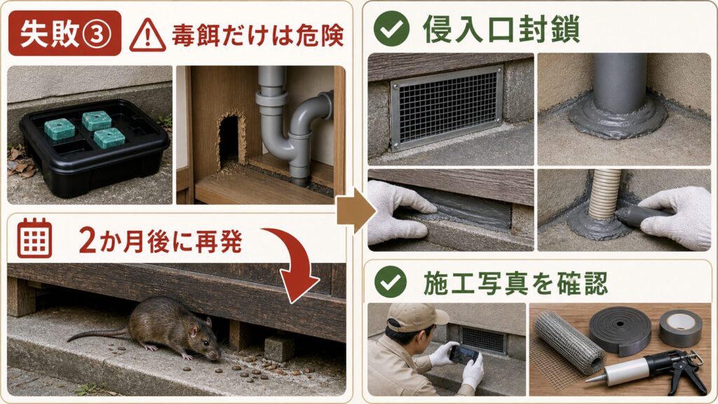 「毒餌を置いて終わり」のネズミ駆除業者に頼んで2か月後に再発した