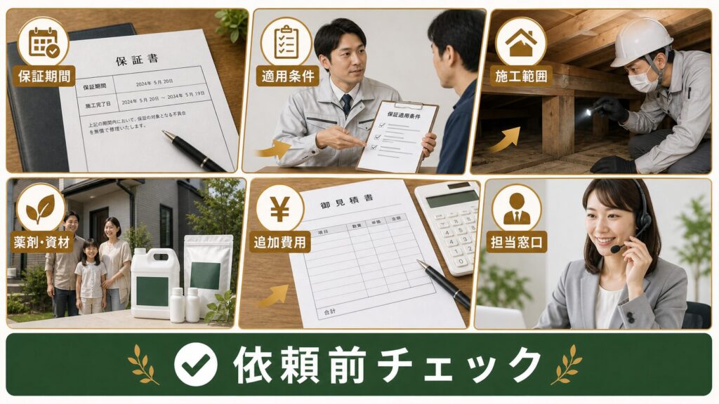 見積もり時に見落とすと後悔する確認ポイントのイメージ