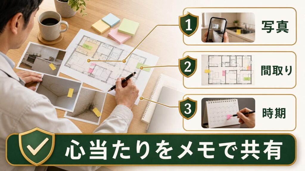 心当たりの場所を写真や間取りメモで共有する準備