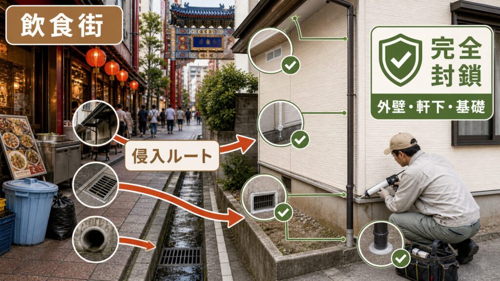 蒲田・大森の商店街は飲食店の生ゴミが呼び寄せるのイメージ