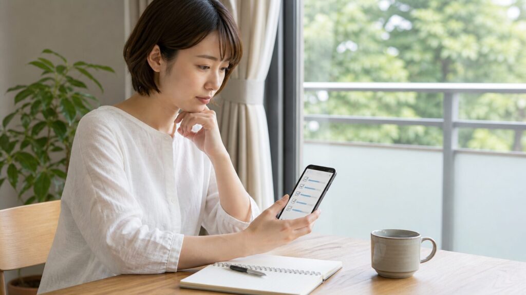 スマホでコウモリ被害の診断をやり直すイメージ