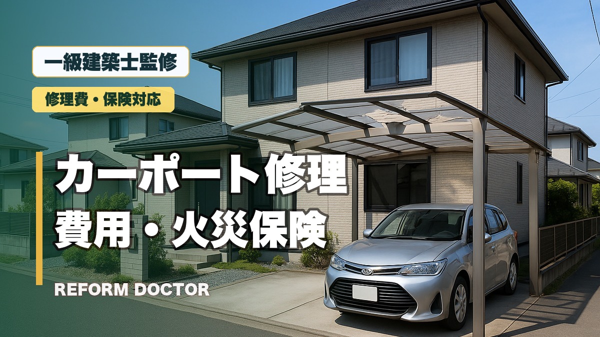 カーポート修理の費用相場と火災保険の使い方を解説するアイキャッチ画像