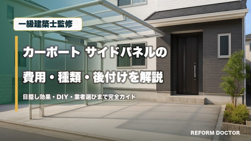 一級建築士監修 カーポート サイドパネルの費用・種類・後付けを解説 目隠し効果・DIY・業者選びまで完全ガイド