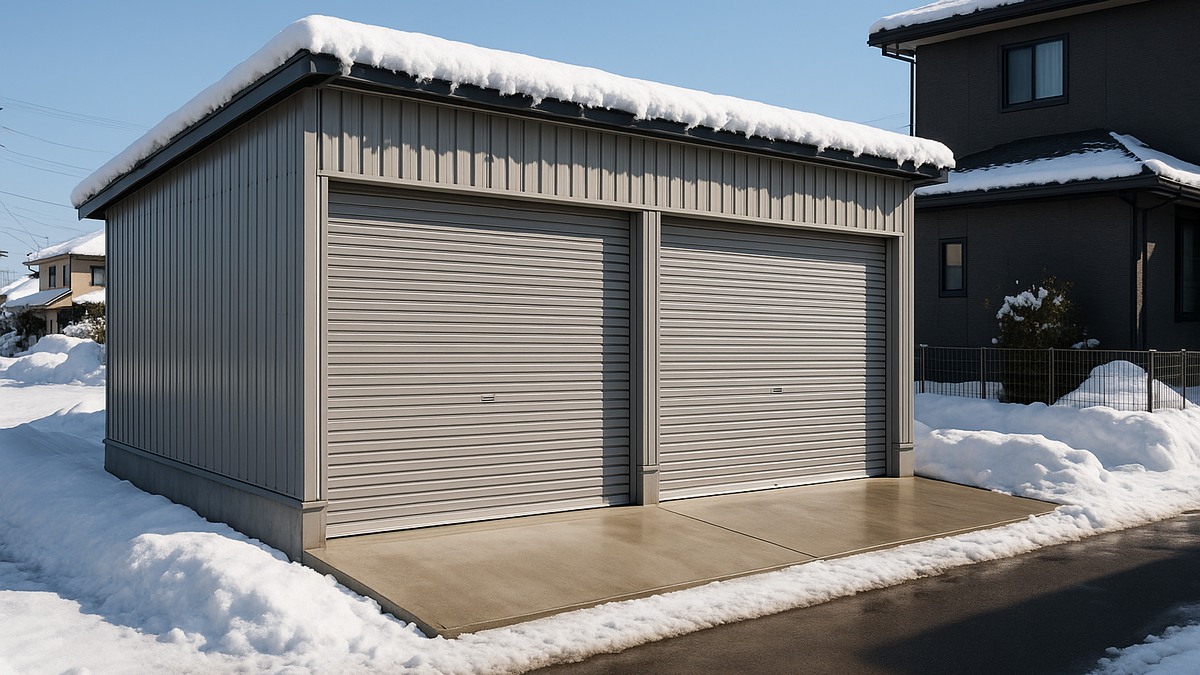 積雪地域や特殊地盤でガレージ2台の追加費用を考えるための耐雪施工例