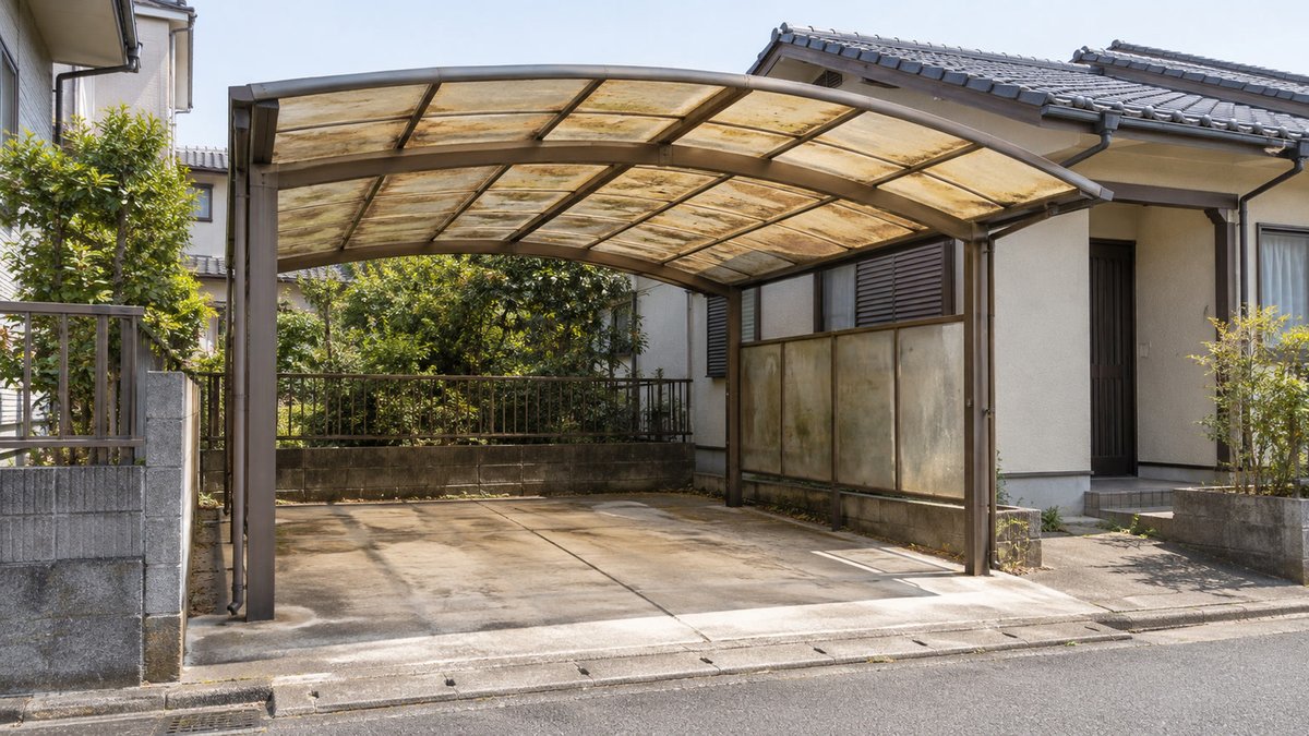 古くなった1台用のアルミのカーポート