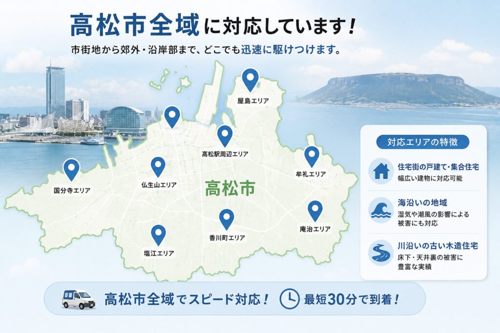 高松市エリア別のネズミ駆除対応状況