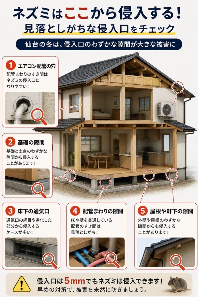 仙台市のネズミ駆除で失敗するパターンを確認する住宅オーナー