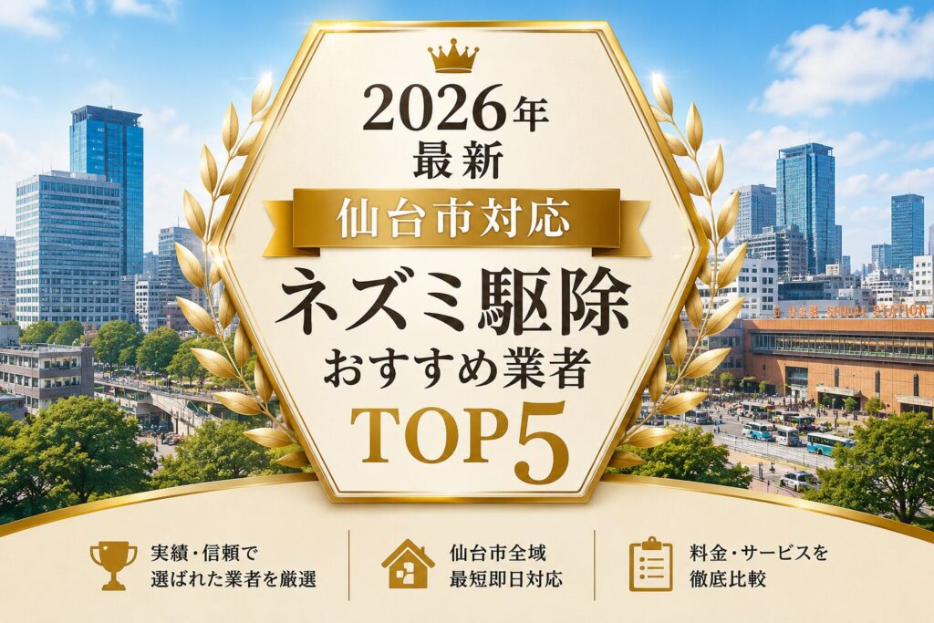 仙台市対応ネズミ駆除業者ランキングTOP5の評価軸と比較