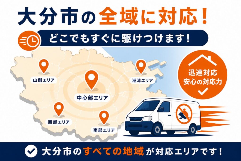大分市のエリア別ネズミ駆除対応状況・港湾・旅館・観光エリアの業者選び