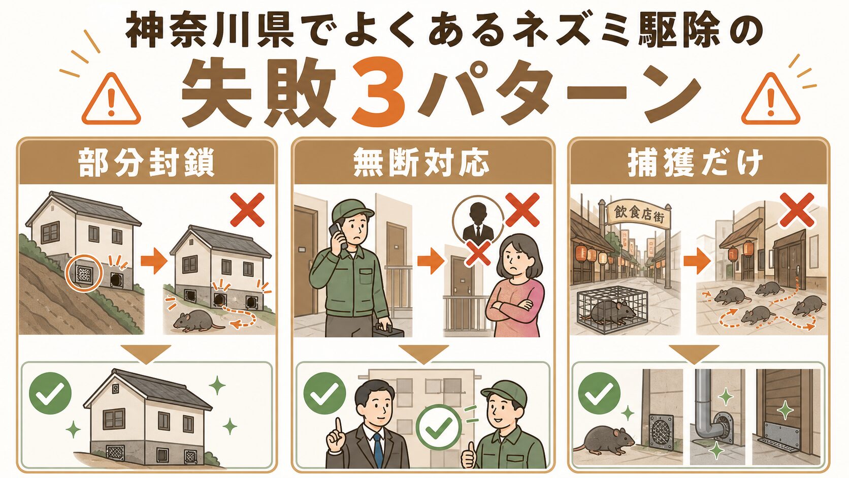 神奈川県で起こりやすいネズミ駆除の失敗パターン