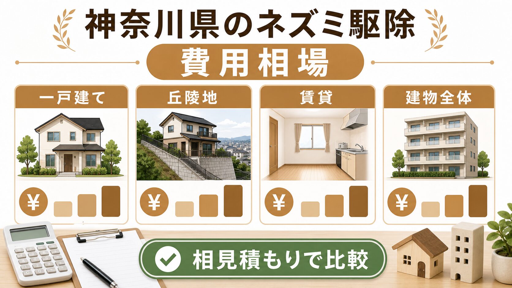 神奈川県のネズミ駆除費用相場を物件タイプ別に示す図解