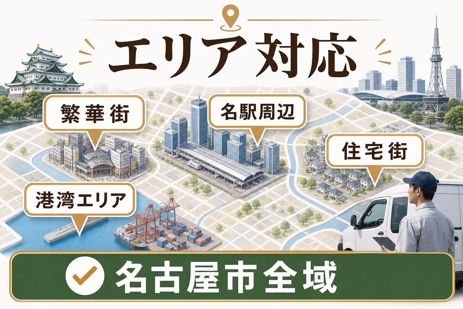 名古屋市全域と繁華街・名駅周辺・港湾エリア・住宅街のネズミ駆除対応状況