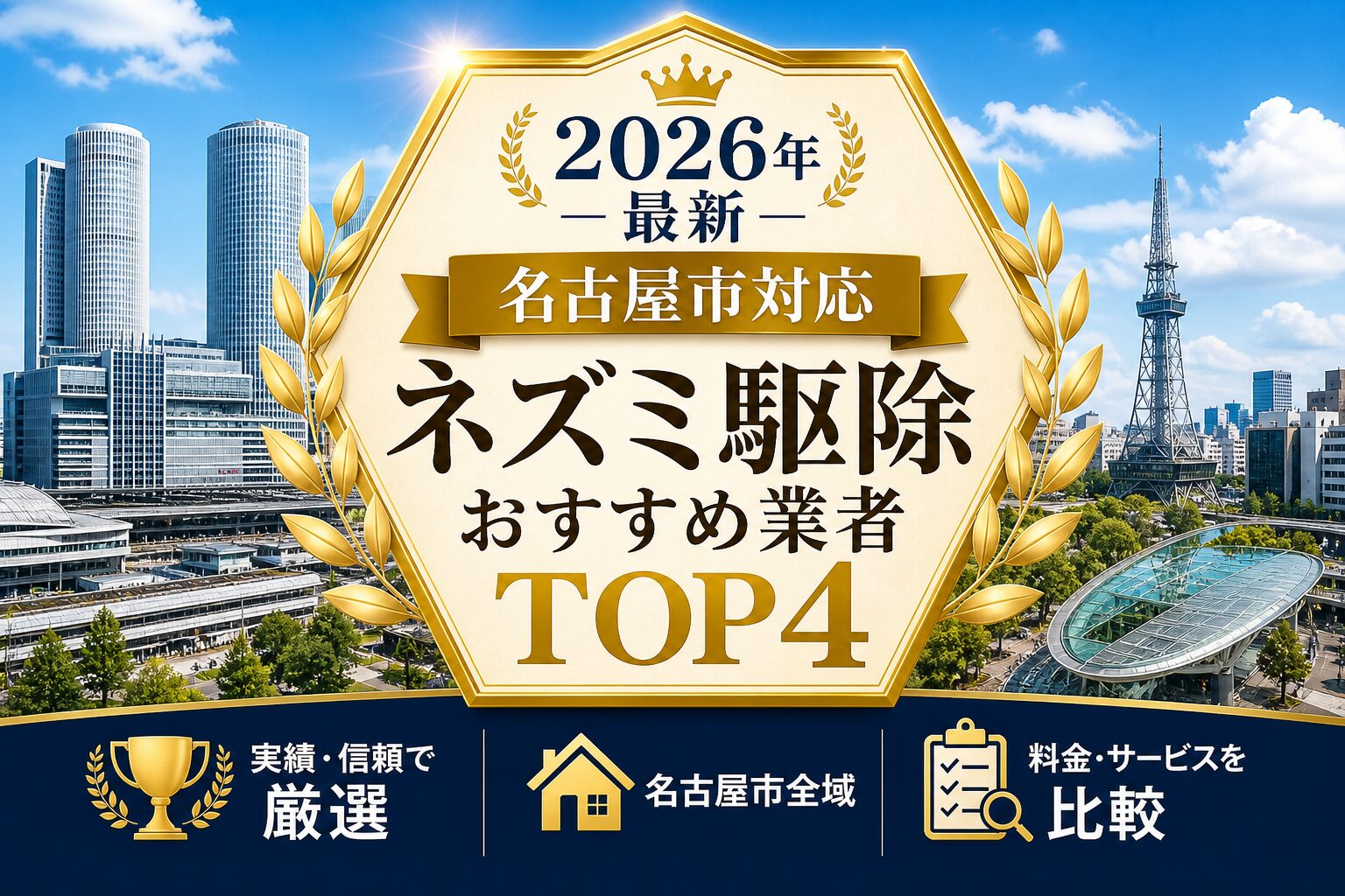 2026年最新の名古屋市対応ネズミ駆除おすすめ業者ランキングTOP4