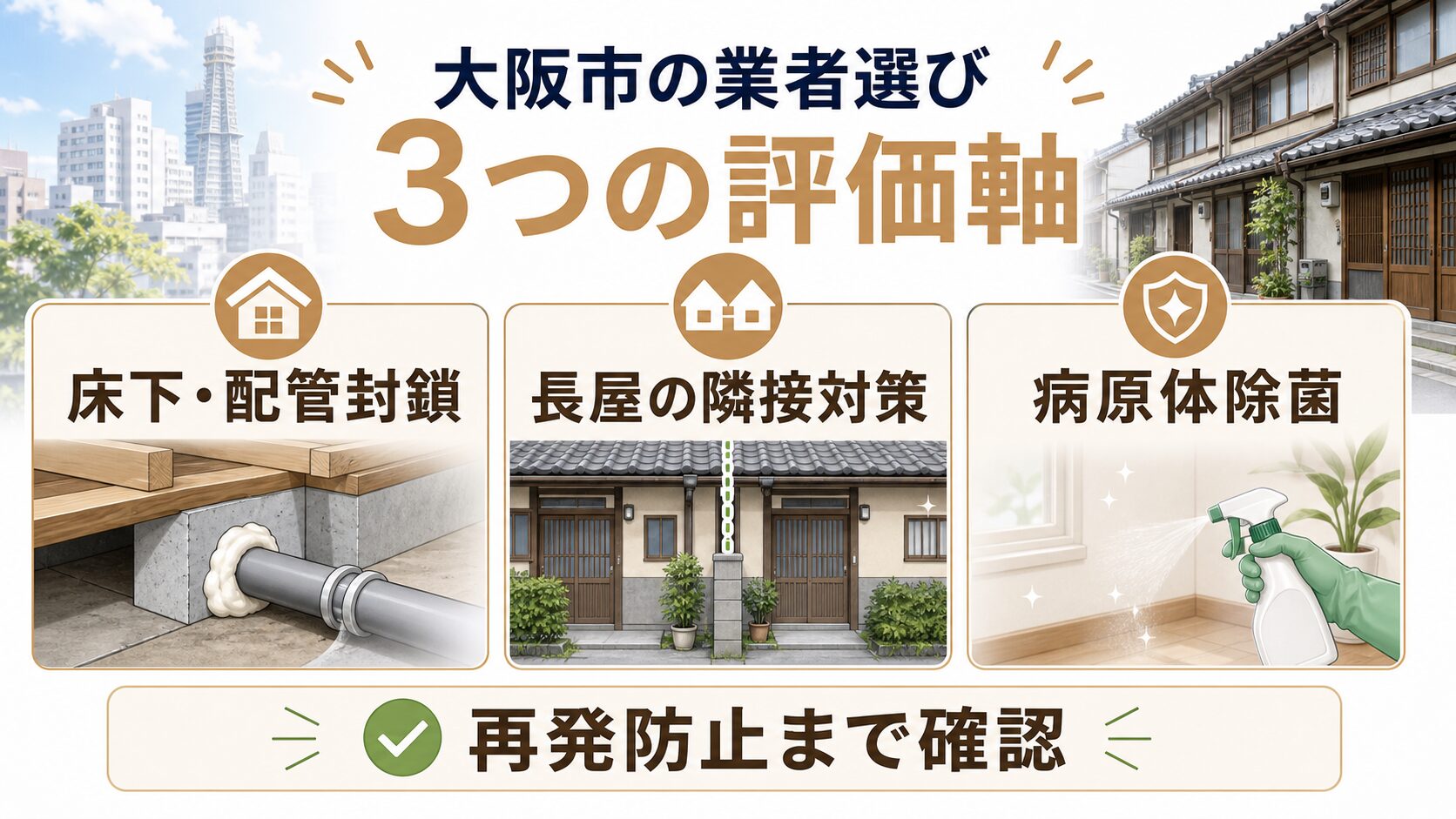 大阪市のネズミ駆除業者を比較する3つの評価軸