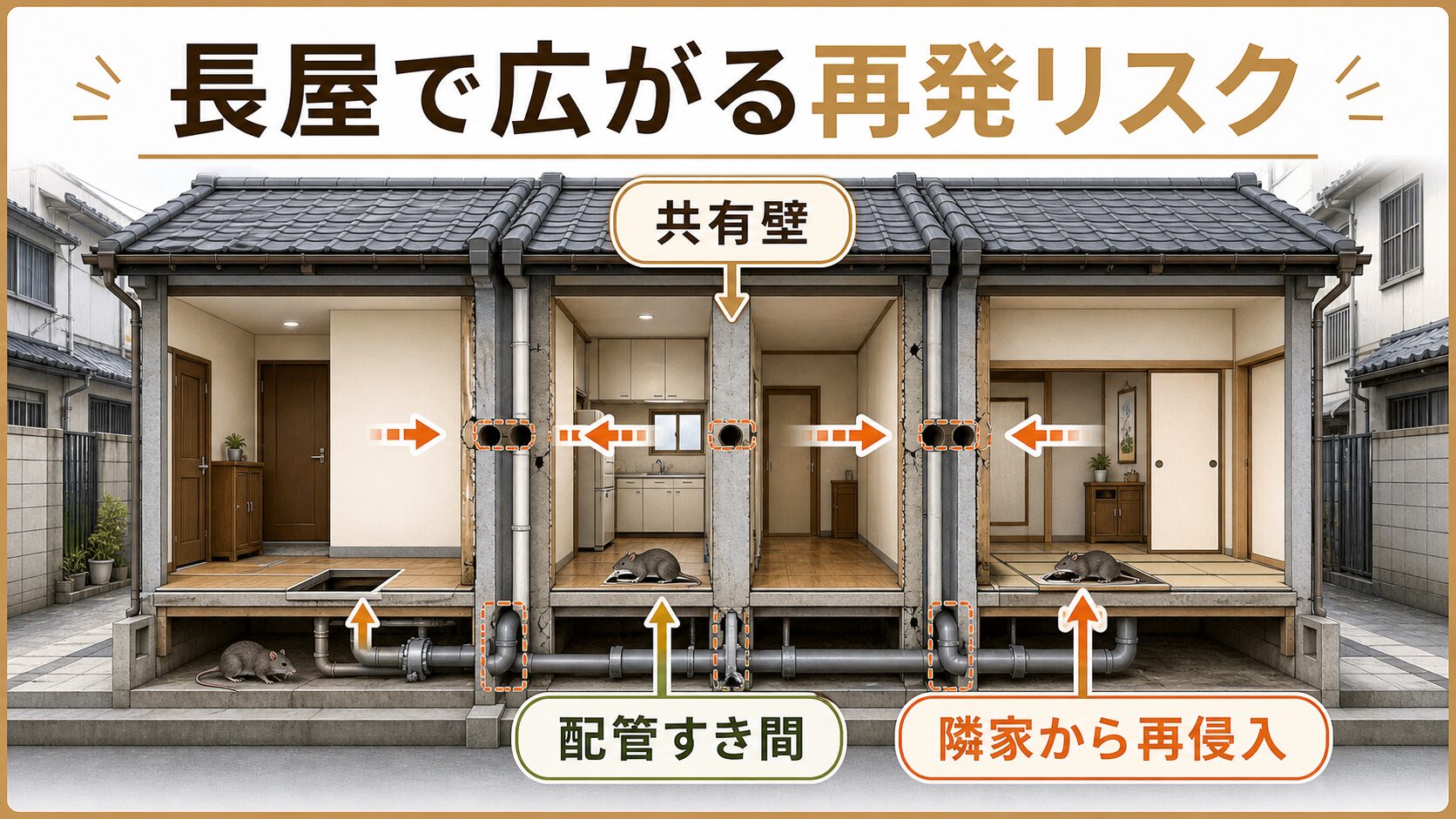 大阪市の長屋や密集市街地でネズミ被害が隣接世帯へ広がるリスク