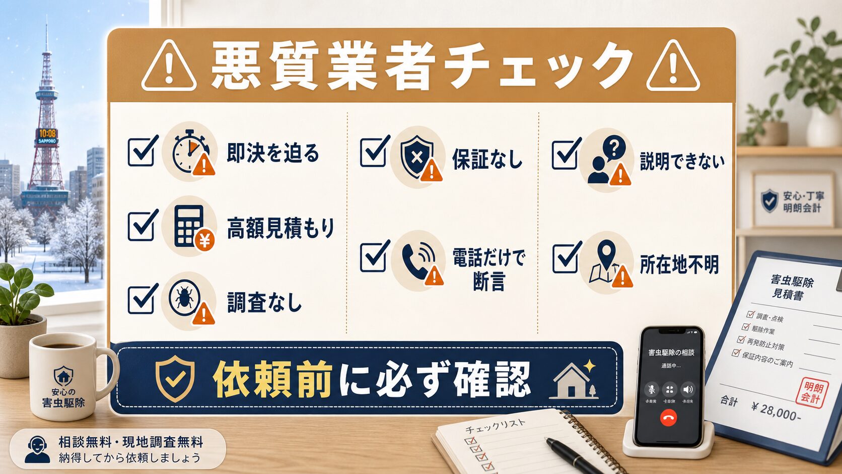 ネズミ駆除の悪質業者を依頼前に見抜くための7項目チェックリスト