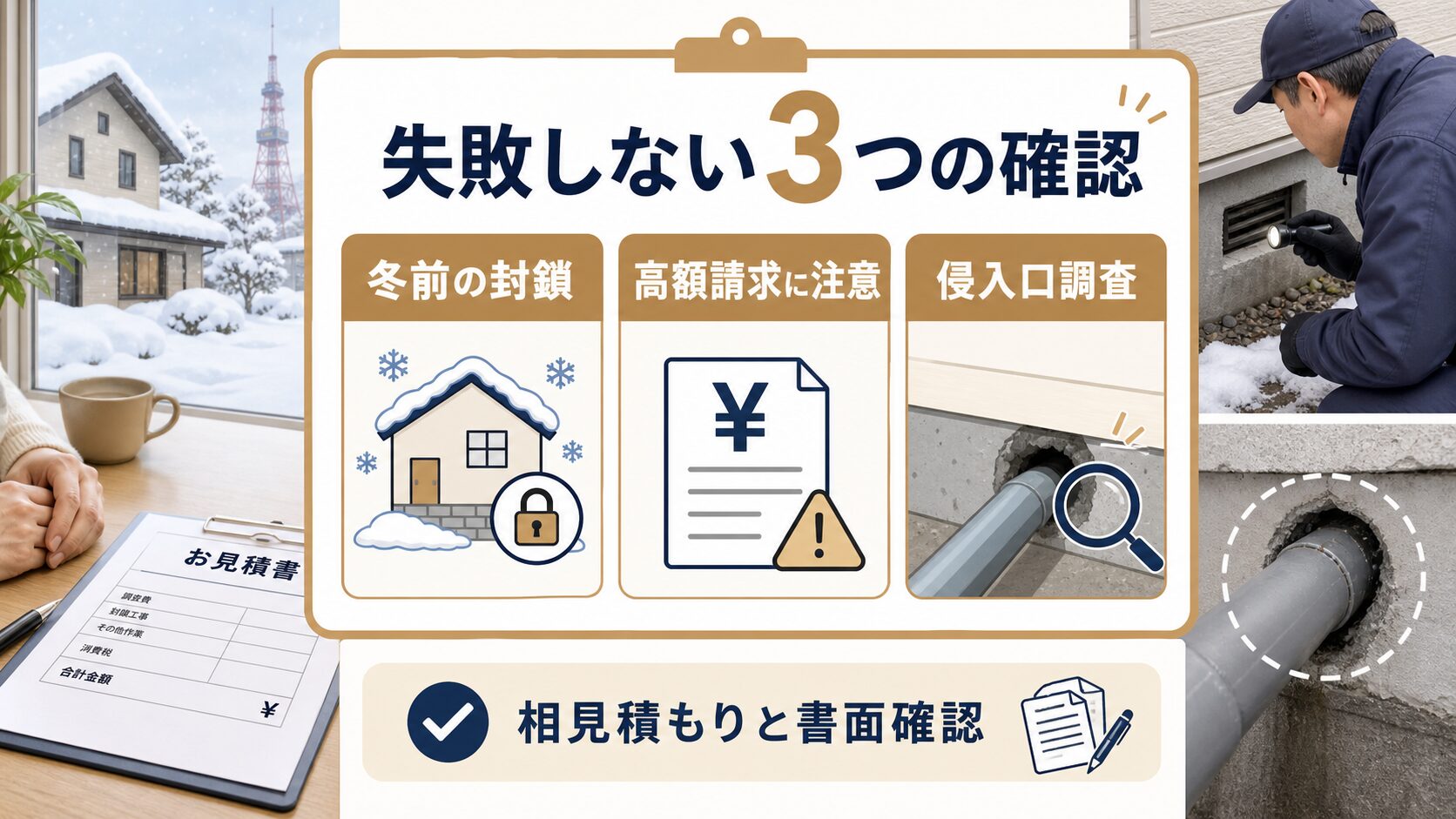 札幌市のネズミ駆除で冬前の封鎖・高額請求・侵入口調査を確認するポイント