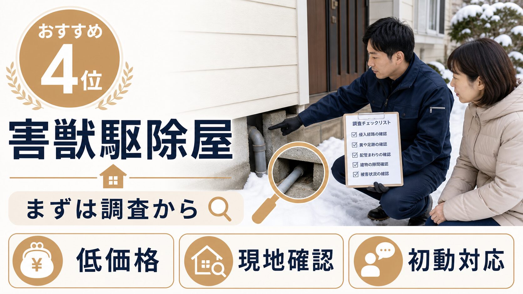 札幌市のネズミ駆除おすすめ4位として害獣駆除屋の低価格調査対応を示す画像