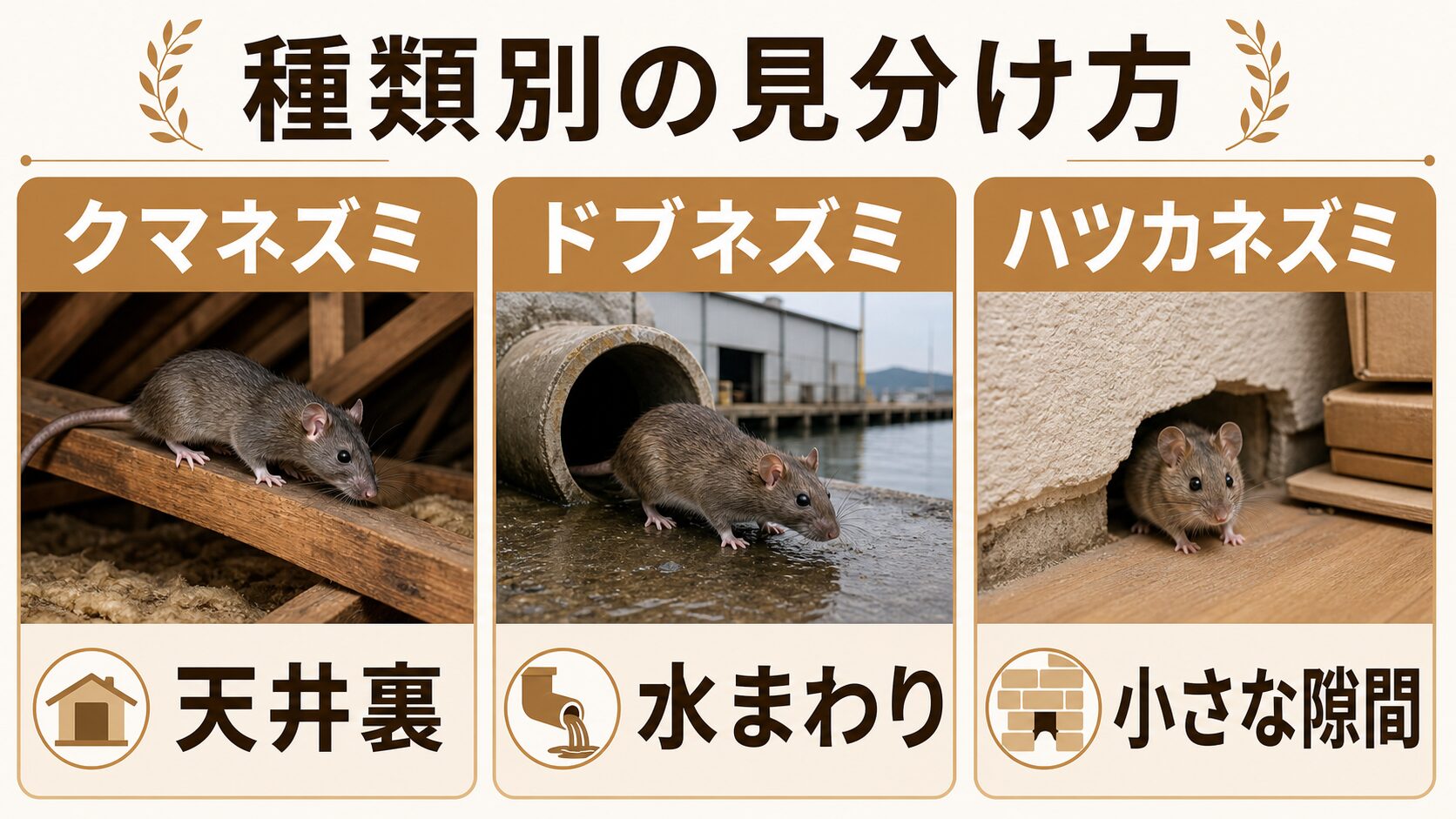 山梨県のネズミ駆除で種類を解説するイメージ