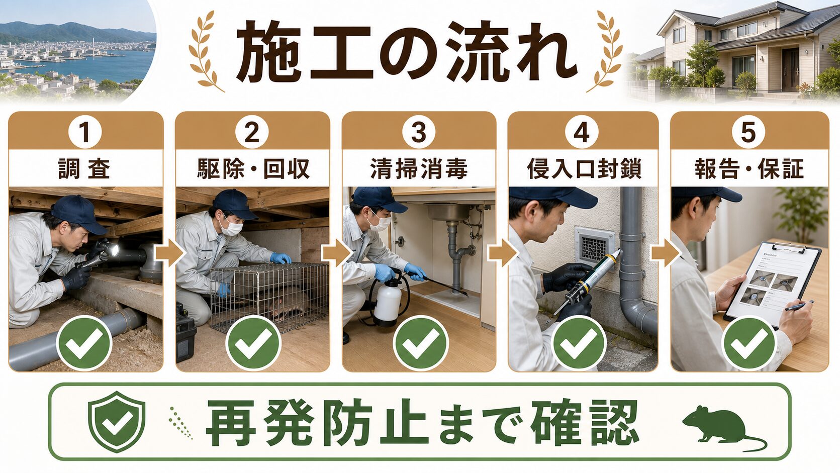 千葉県のネズミ駆除・施工の流れ
