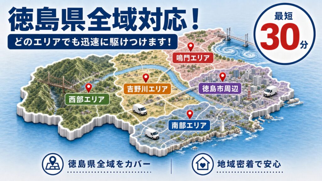 徳島県のエリア別対応状況の解説イラスト