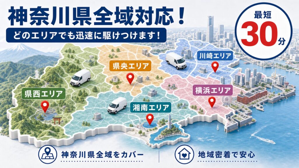 神奈川県のエリア別対応状況の解説イラスト