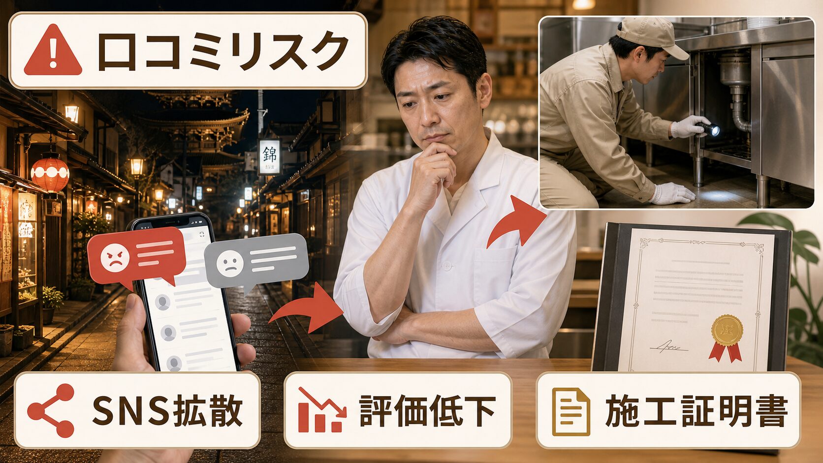 京都府のネズミ駆除で【飲食店の口コミ崩壊】祇園・錦市場で一晩で評価が落ちるを解説するイメージ