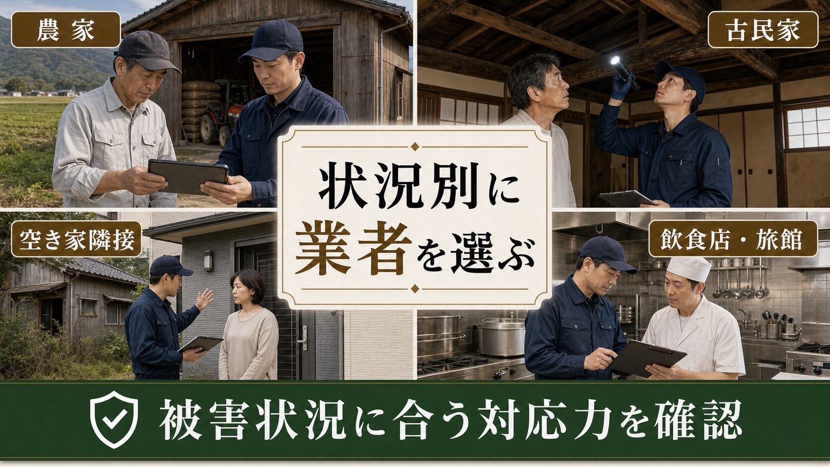 状況別ネズミ駆除業者の選び方を解説する図解