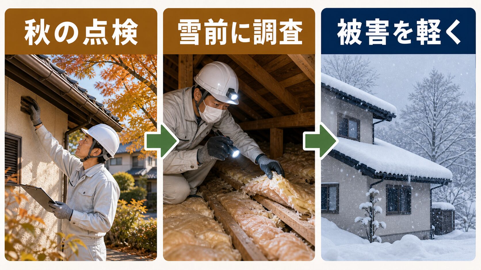 積雪前にネズミ侵入口と断熱材被害を点検する理由の図解