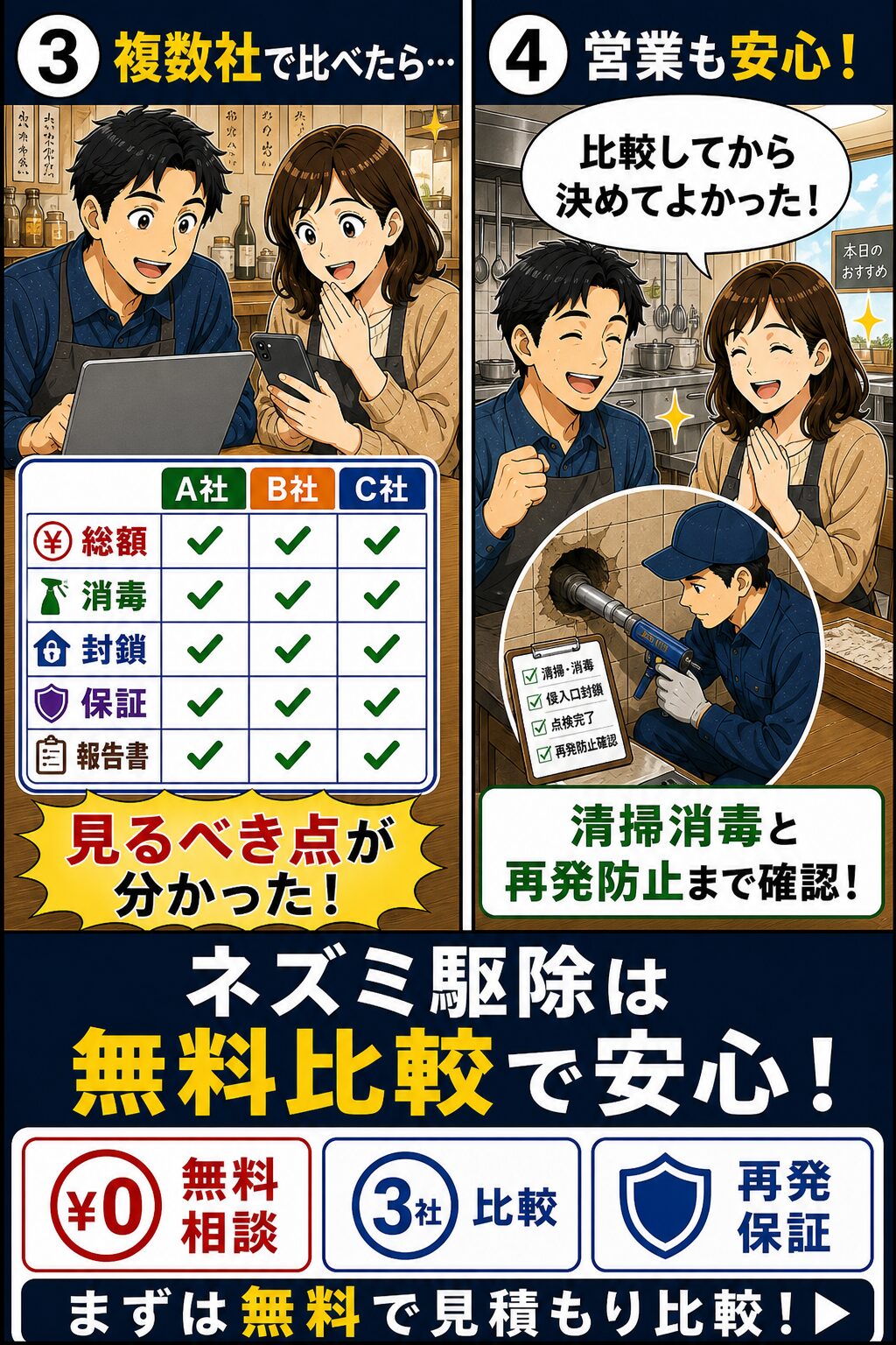 複数の業者に見積もりを取る飲食店のネズミ駆除漫画②