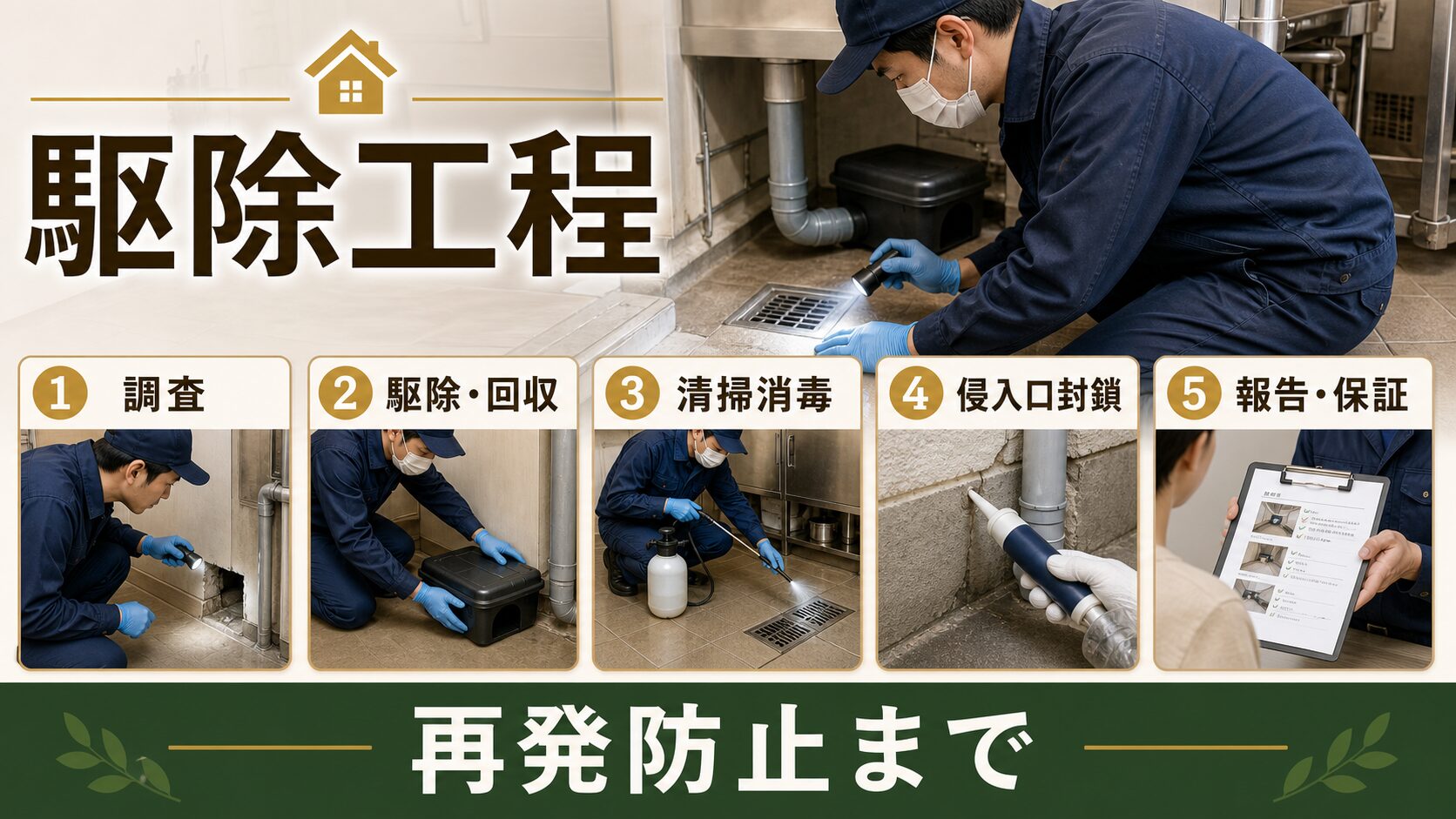 京都府のネズミ駆除・施工の流れ