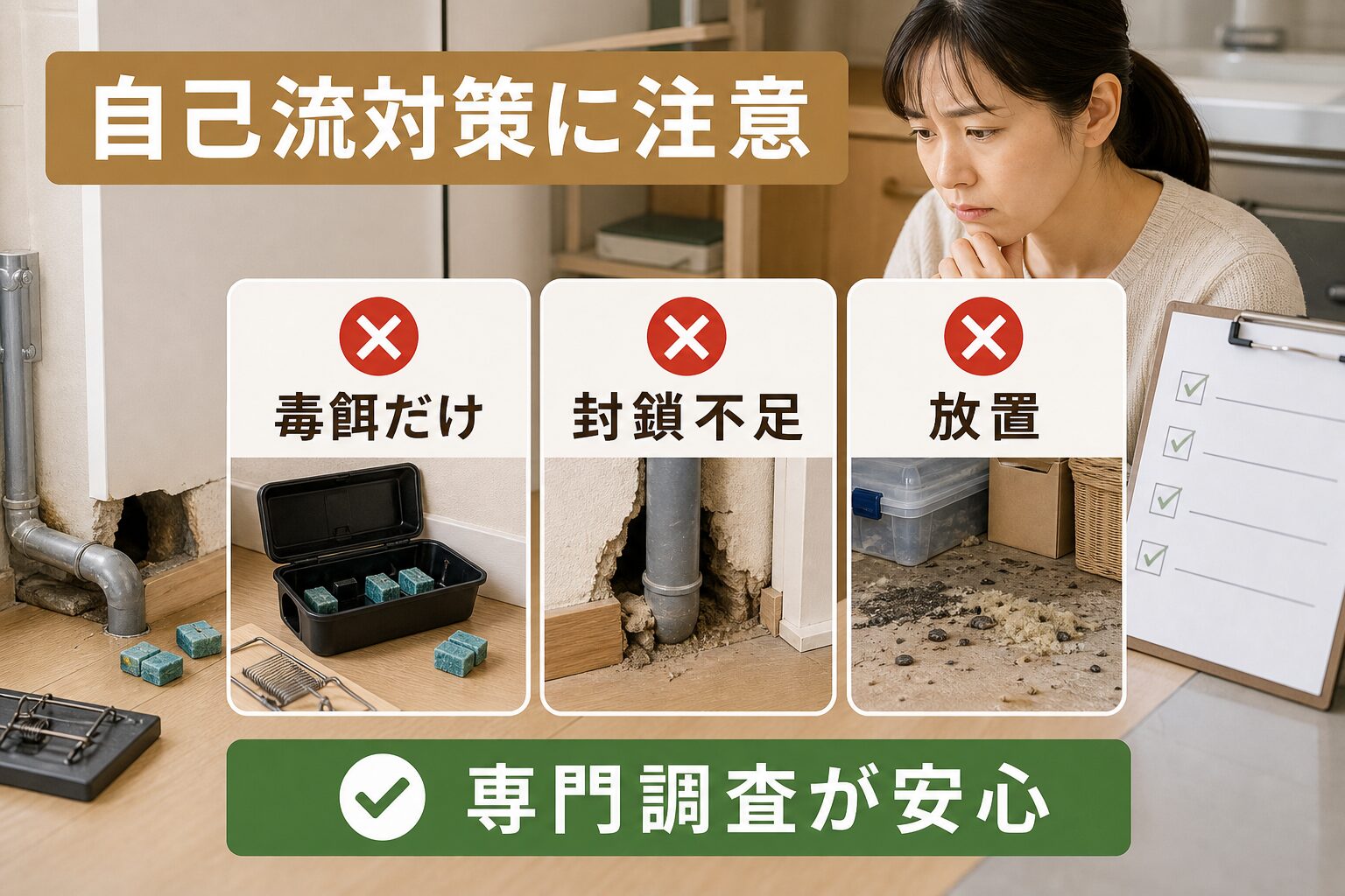高松市のネズミ駆除で天井裏の点検を解説するイメージ