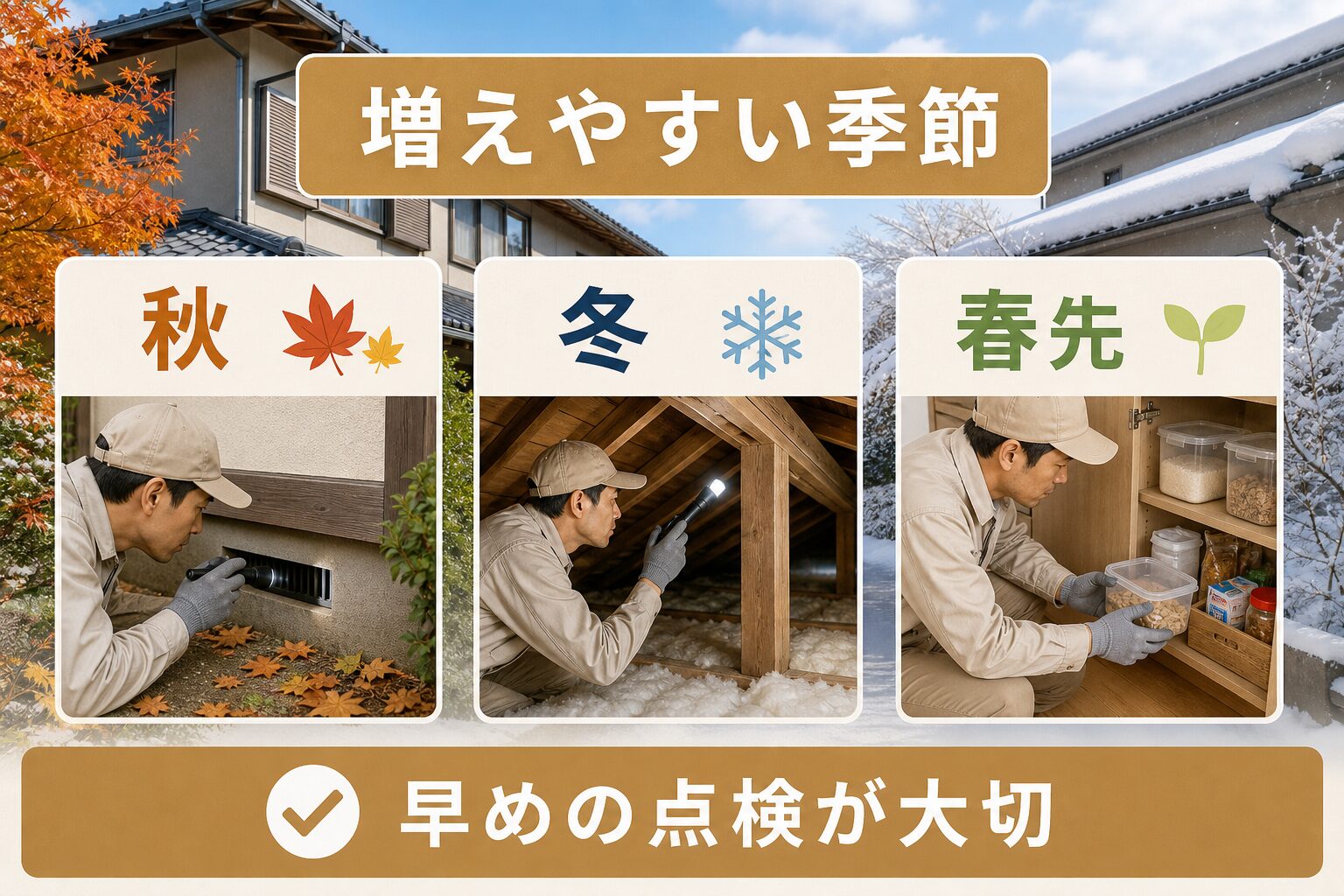 高松市のネズミ駆除で天井裏の点検を解説するイメージ