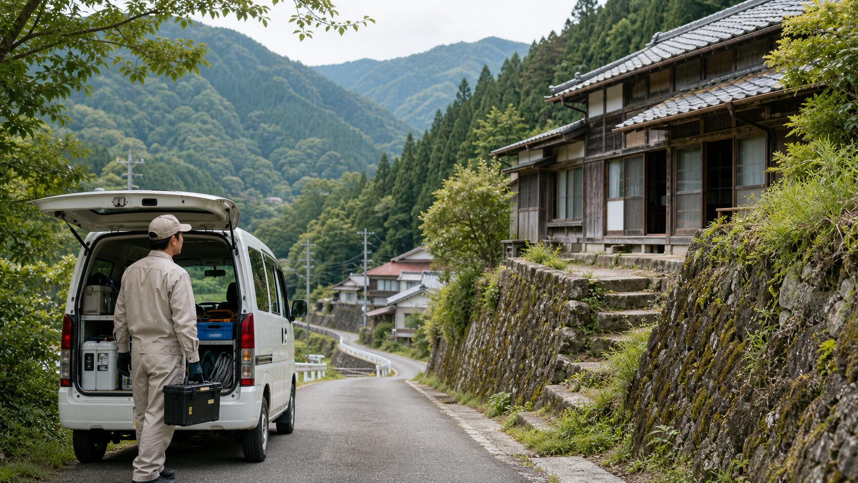 徳島の山間部でネズミ駆除業者の到着が遅れやすい状況を示す写真