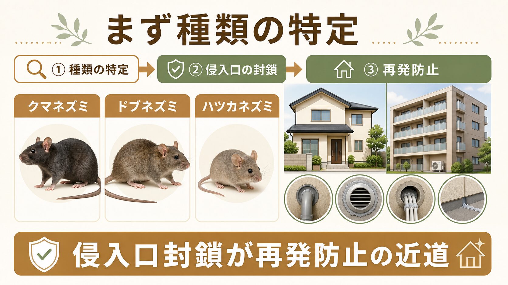 鳥取県で多いネズミの種類と被害パターンのイメージ