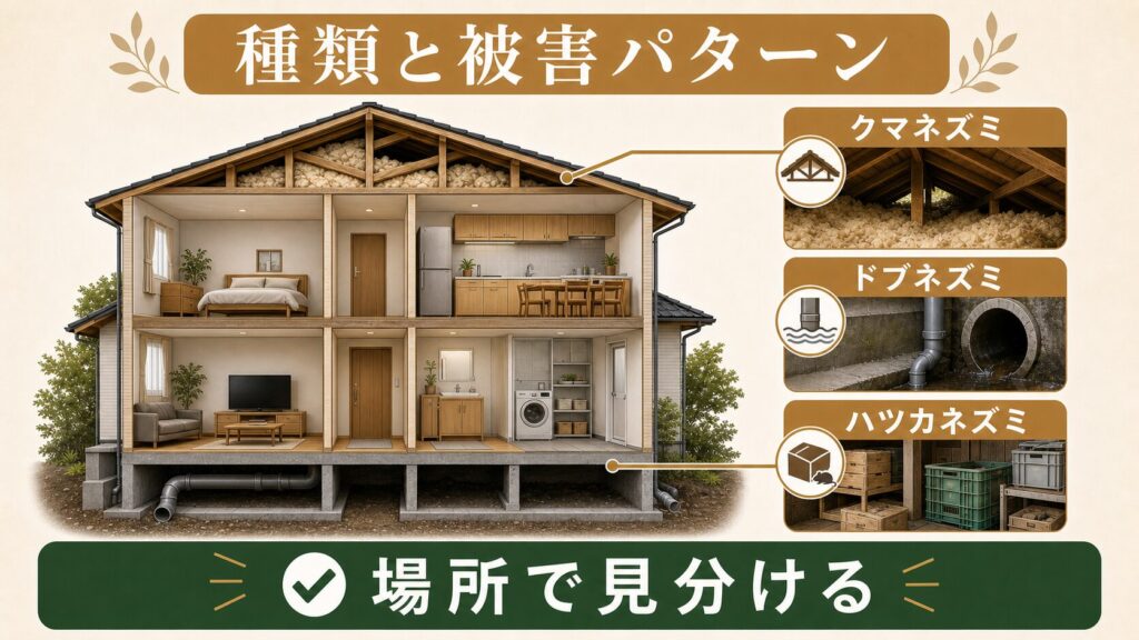 狩猟免許スタッフが害獣の種類を見分けるイメージ