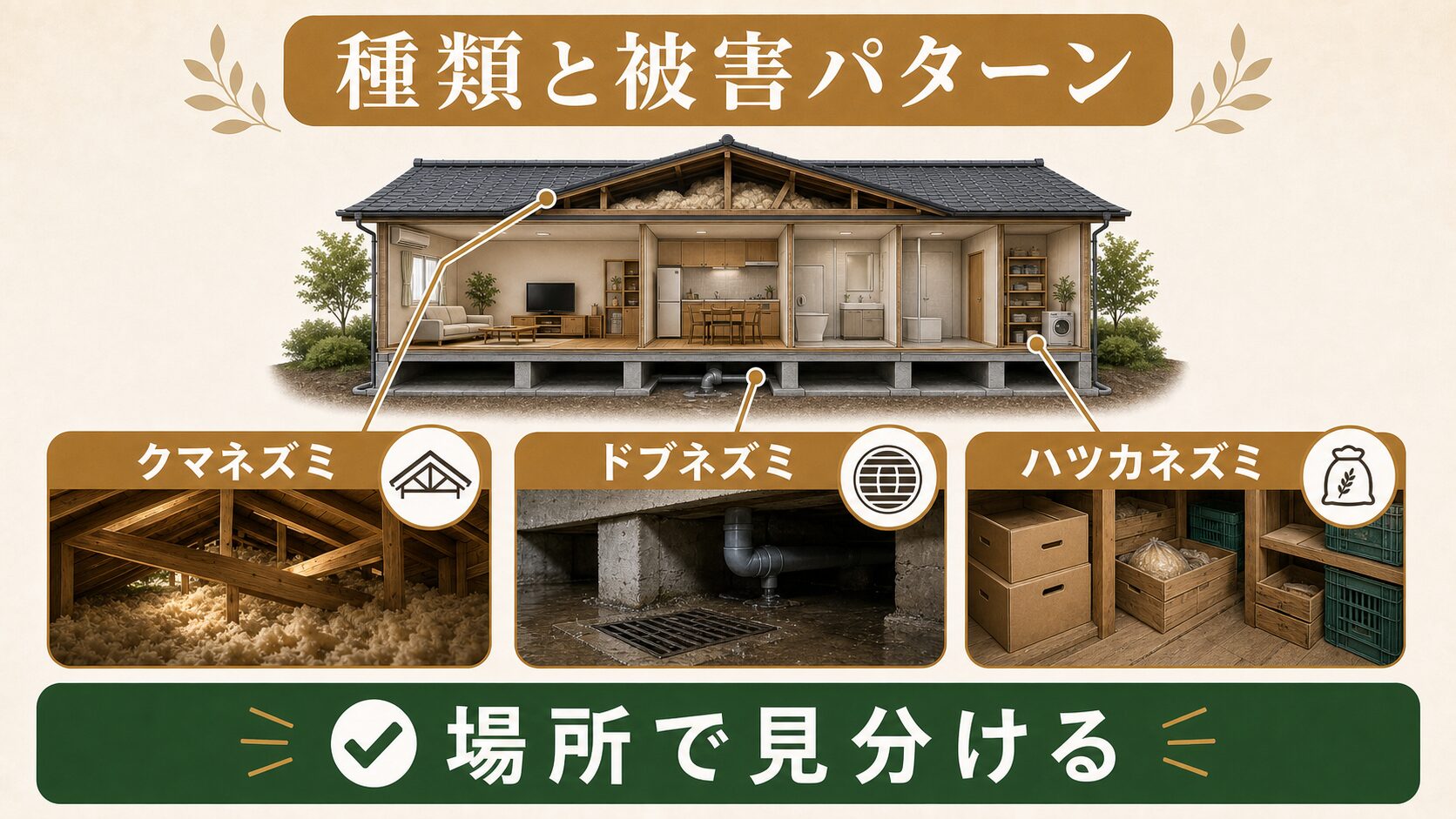 うちにいるのはどのネズミ?害獣プロテックが解説する3種の特徴のイメージ
