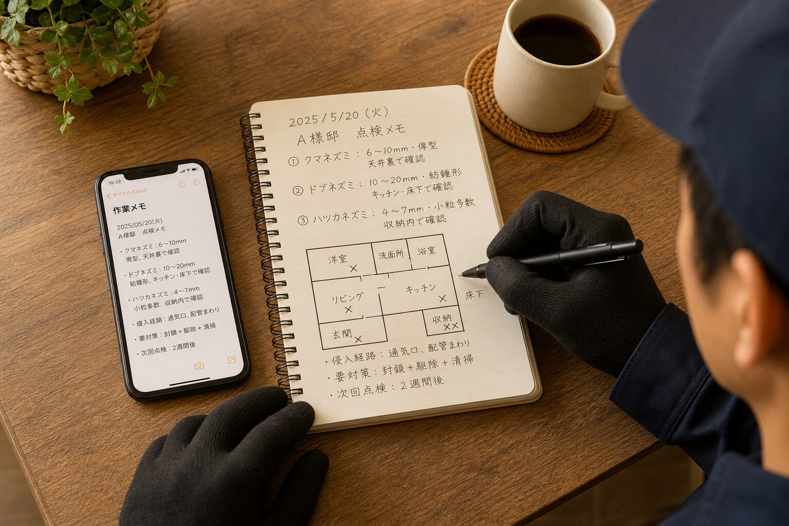 糞の発見日時・場所を記録するイメージ