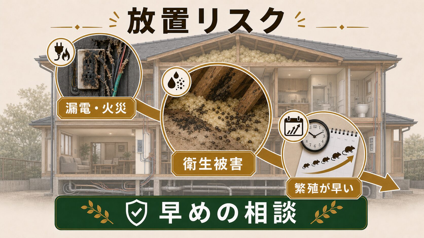 放置は禁物?ネズミを見て見ぬふりした先に待つ3つのリスクのイメージ