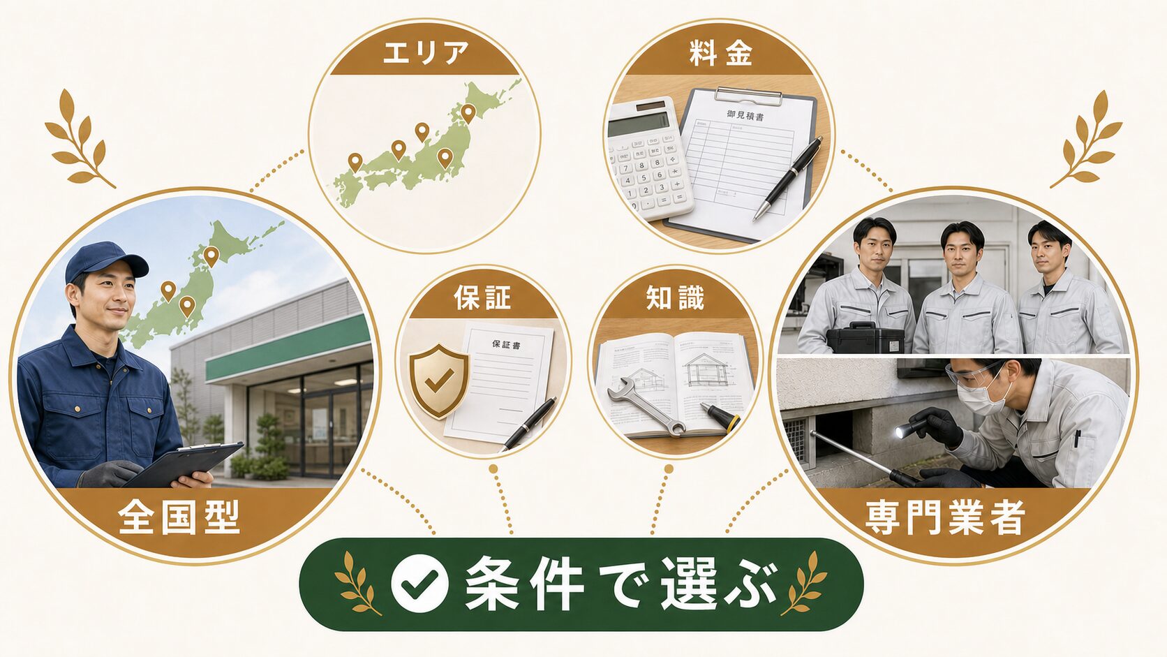 害獣セーフガードと専門業者、何が違う?早見表で比較のイメージ
