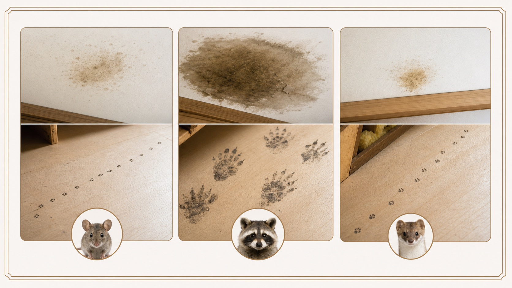 動物種ごとのシミと足跡の違いを比較するイメージ