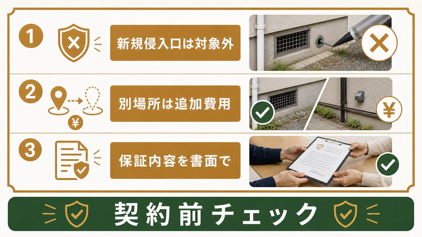 3. 保証の中身が再施工まで含まれているかのイメージ