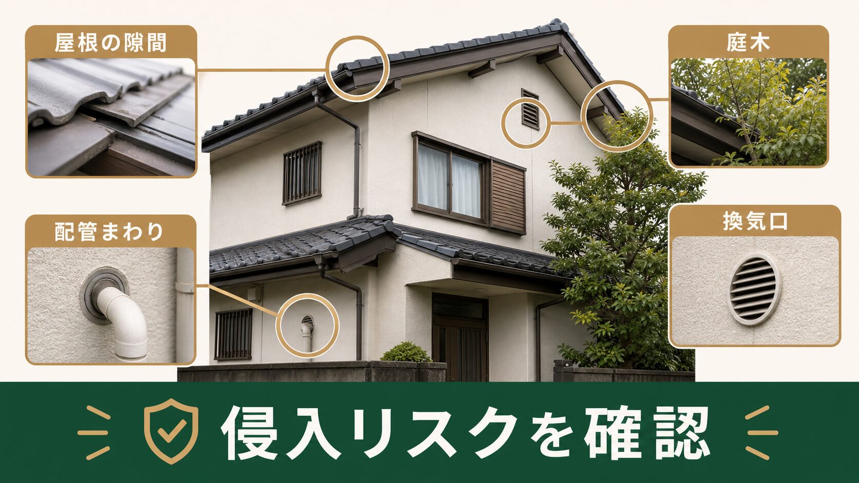 築年数や住宅構造による害獣の侵入リスクを確認するイメージ