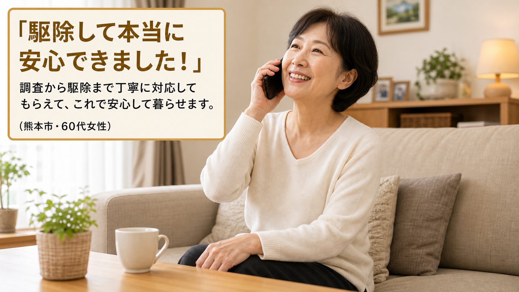 駆除業者に電話で相談するイメージ