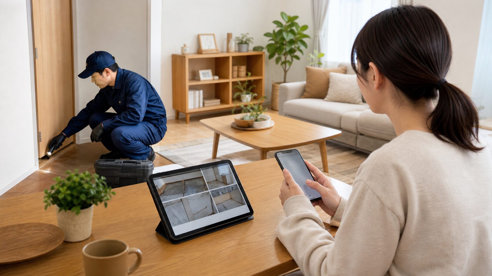 在宅サービスと同じように報告を受けるイメージ