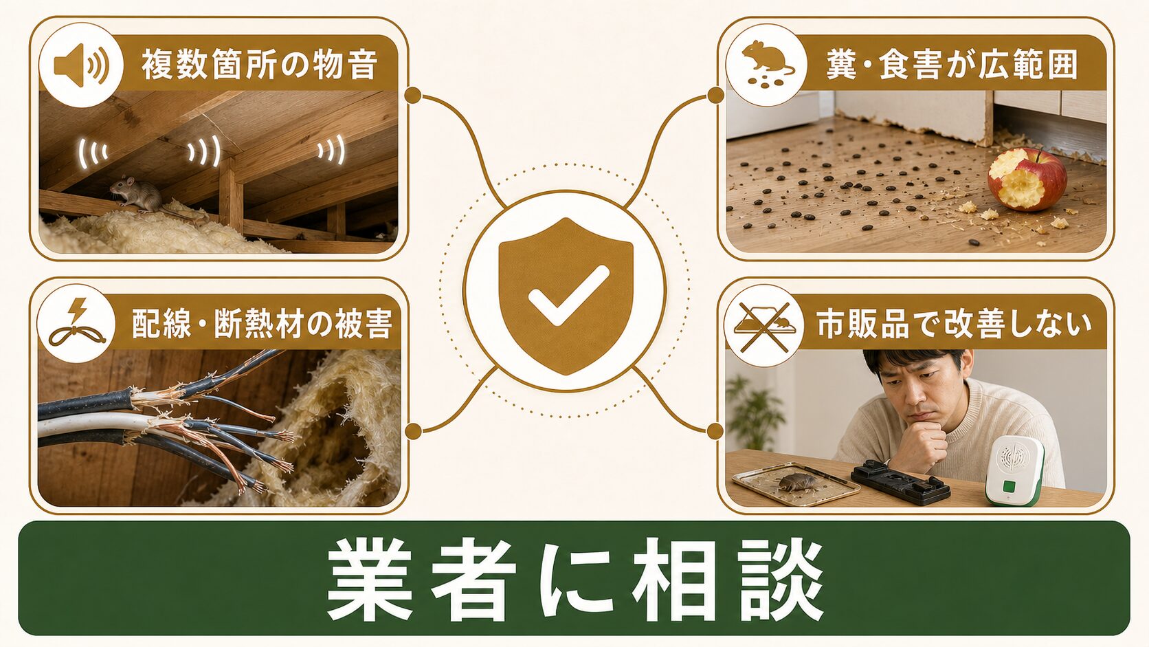 自分で駆除できる?プロに任せるべき判断基準のイメージ