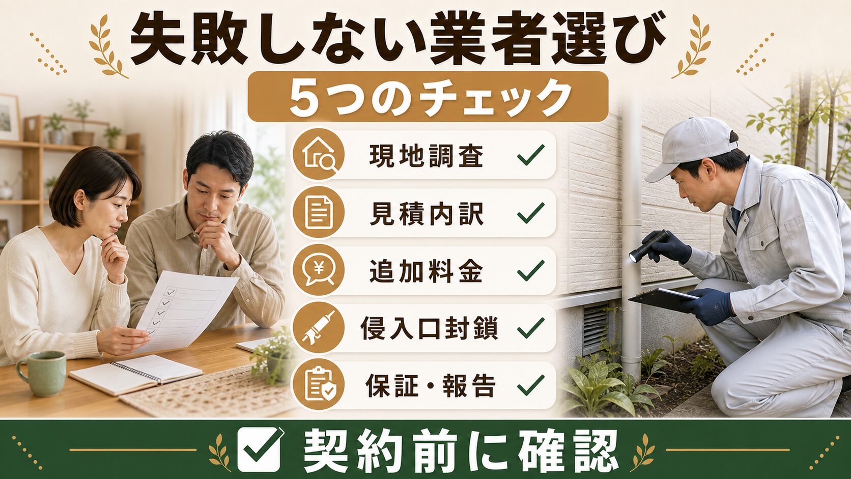 業者選びのチェックポイントのイメージ