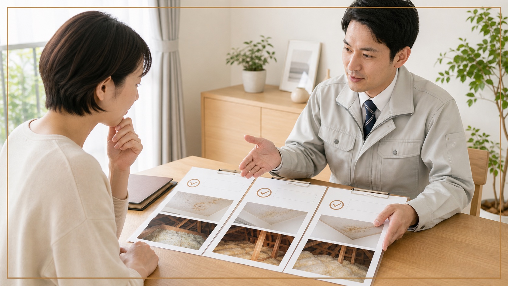 複数の見積もりを比較して相談するイメージ